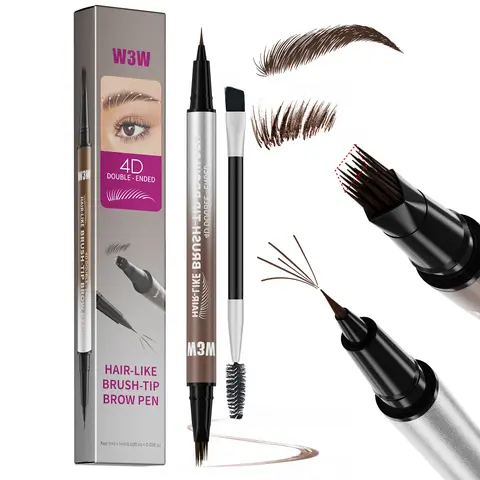 W3W 4D 2-in-1 Waterproof Brow Nano Pencil - Solid Makeup Product with 2 Tips, Hair-Like Brush, Color Correction, Smudge-Proof, Precise Brow Defining, Natural Look, Long-Lasting, Contains Neither Harmful Additives, At-Home Use