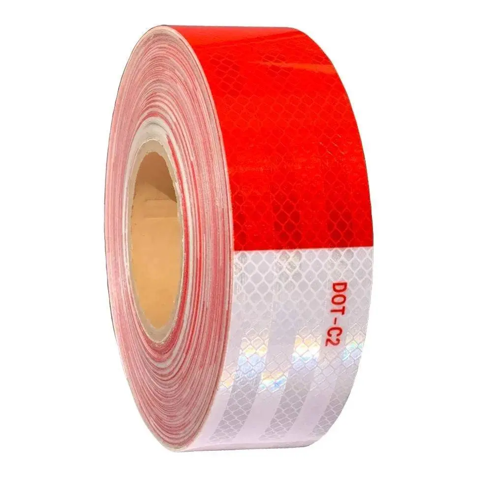 2 inch x 30/50 Feet Reflective Safety Tape  Waterproof Red and White Adhesive Conspicuity Tape for Trailer, Outdoor, Cars, Trucks