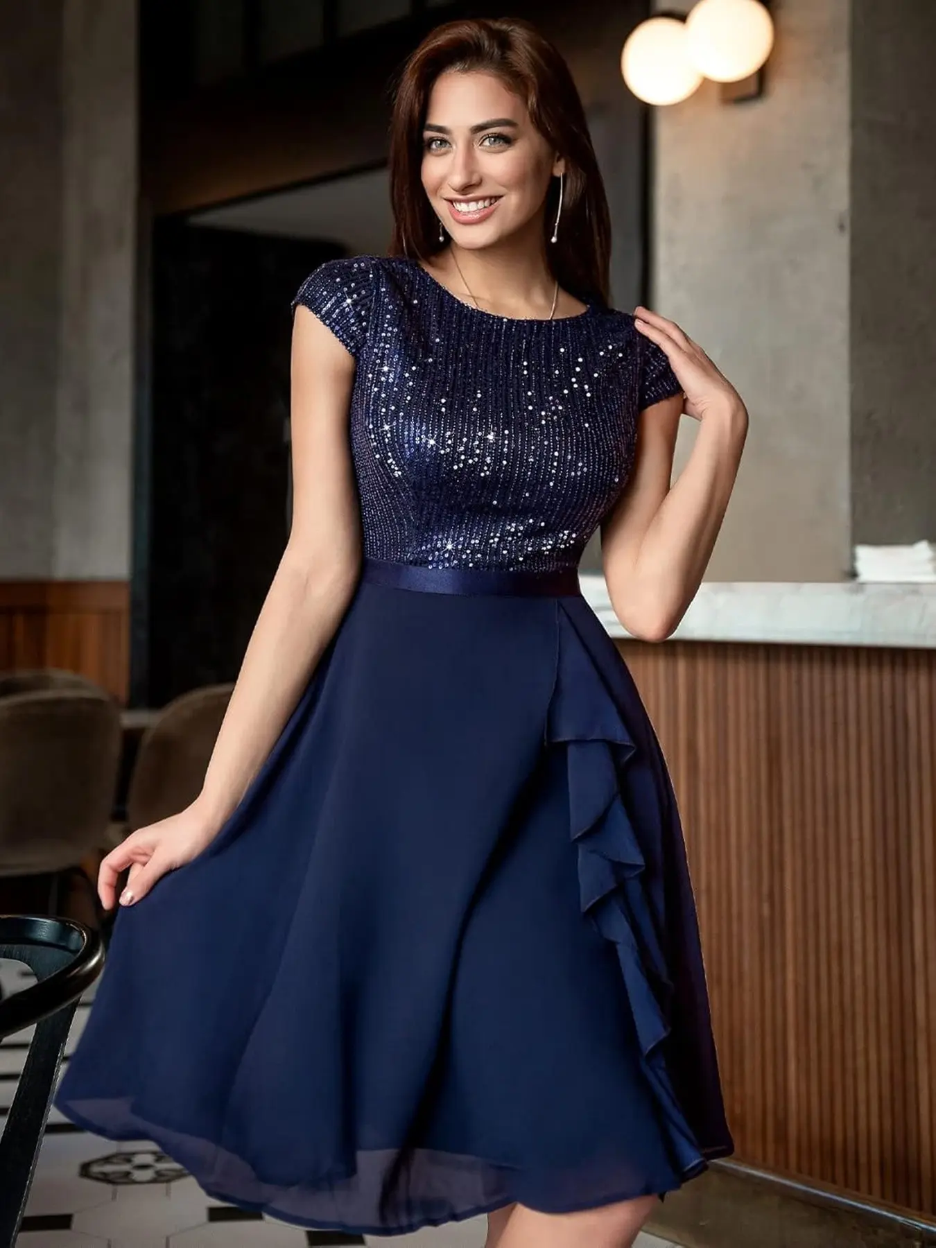 Glitter Patchwork Asymmetrical Formal Evening Gown/dress Womenswear, Perfect for Wedding Guests, Graduation Dance, Birthday Celebration, Ceremonies