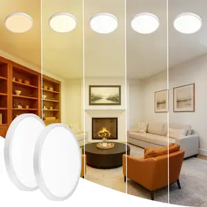 SEURON 2/4PACK 12-inch LED Round Ceiling Light, 3600 lumens, 5 Adjustable Color Temperatures (3000K-6000K), 28W Ultra Bright, Energy-Saving, Easy to Install, Suitable for Living Rooms, led lights bedroom, and Kitchens,plug Lighting