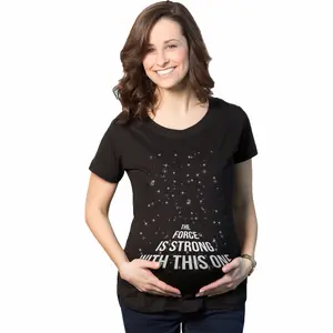 Maternity Force Is Strong Funny Pregnancy T Shirt Graphic for Expecting Mothers Funny Graphic Maternity Tee Cute Pregnancy Tees With Plus Sizes Pregnant Funny Movie Short Sleeve Maternity Shirts