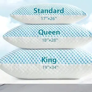 2-Pack Hotel Quality Non-Collapsing Down Alternative Cooling Pillows | King Size, Polyester and Viscose Cover, Memory Foam Filling, Machine Washable
