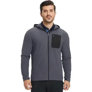 Men Full Zip Fleece Hoodies Jacket with 3 Zip Pockets Lightweight Soft Warm Hoodie for Golf Athletic Travel