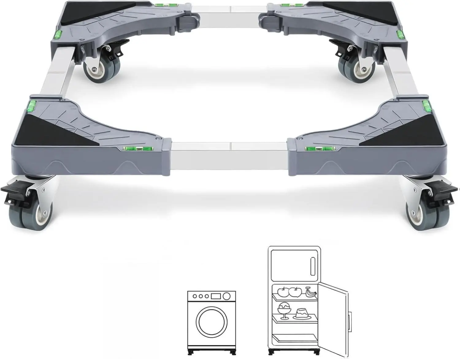 YUNMEIYI Appliance Dolly Cart with 4 Locking Twin Wheels Mini Fridge Stand Adjustable Furniture Mover Mobile Roller Base for Washing Machine, Dryer, Refrigerator, Laundry Pedestal