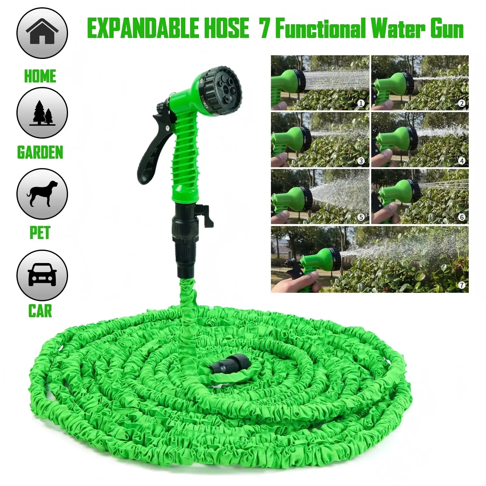 100FT Expandable Garden Hose/ 7 Spray Functions 100FT Expandable Garden Hose/ 7 Spray Functions
