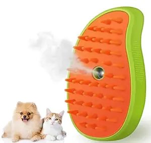 Cat Steam Brush, 3 In 1 Steamy Pet Brush, Silicone Massage Dog Hair Remover Comb, Spray Mist Grooming Brush for Indoor Kittens