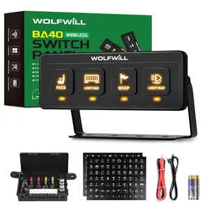Wireless 4 Gang Switch Panel, 164 Ft Remote with 4 Control Modes Memory Function,Multi-Function Toggle Switches, 12V 60A Universal Switch Box for Truck Pickup Offroad SUV UTV