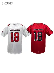 Men's #18 Paul Crewe Mean Machine Movie American Football Apparel Jersey Loose Fit Breathable Rugby Shirt Vintage Embroidered Casual Short Sleeve Unisex Outdoor Sports Wear