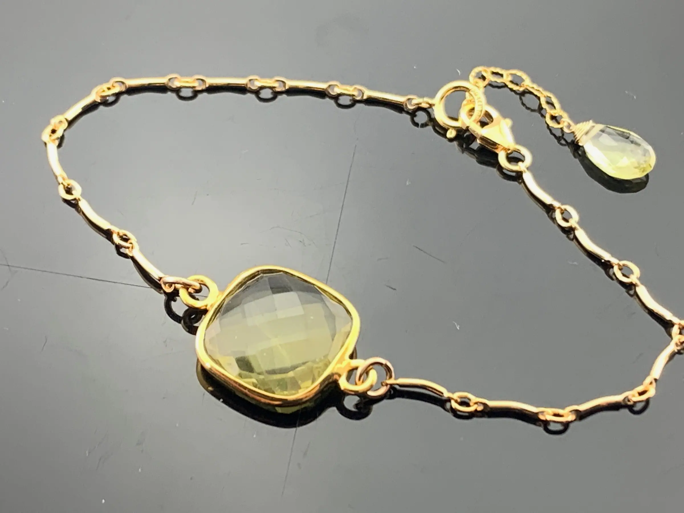 Large Faceted Lemon Quartz 14K Gold Filled Bracelet · Elegant Gemstone Jewelry · Handmade Gift for Her