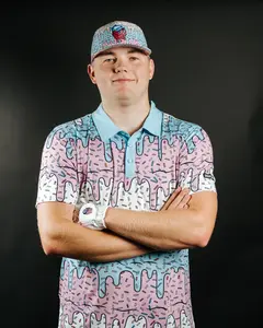 Shankit Golf Ice Cream Drip Polo - Short Sleeve Shirt in Blue with Sprinkles, Polyester, and Spandex Material