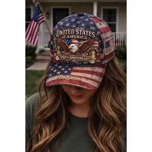 All Over Print 250th Anniversary USA Cap 1776-2026, Patriotic 3D Printed Cap, USA Flag Floral Baseball Hat, 4th of July Gift for Women Men
