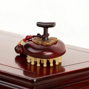 Green Sandalwood Meridian Brush Full Body Massage Tool for Shoulder Neck Abdomen Detachable Ring Comb & Scalp Massager Wood Material