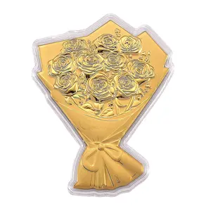 24K Golden Forever Rose Bouquet Emboss Sheet with Book Packaging 10mg