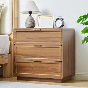 Giratree Modern 3-Drawer Bedroom Dresser, 26" Wide Wooden Nightstand with Spacious Storage Drawers, Curved-Edge Accent Cabinet for Living Room or Entryway