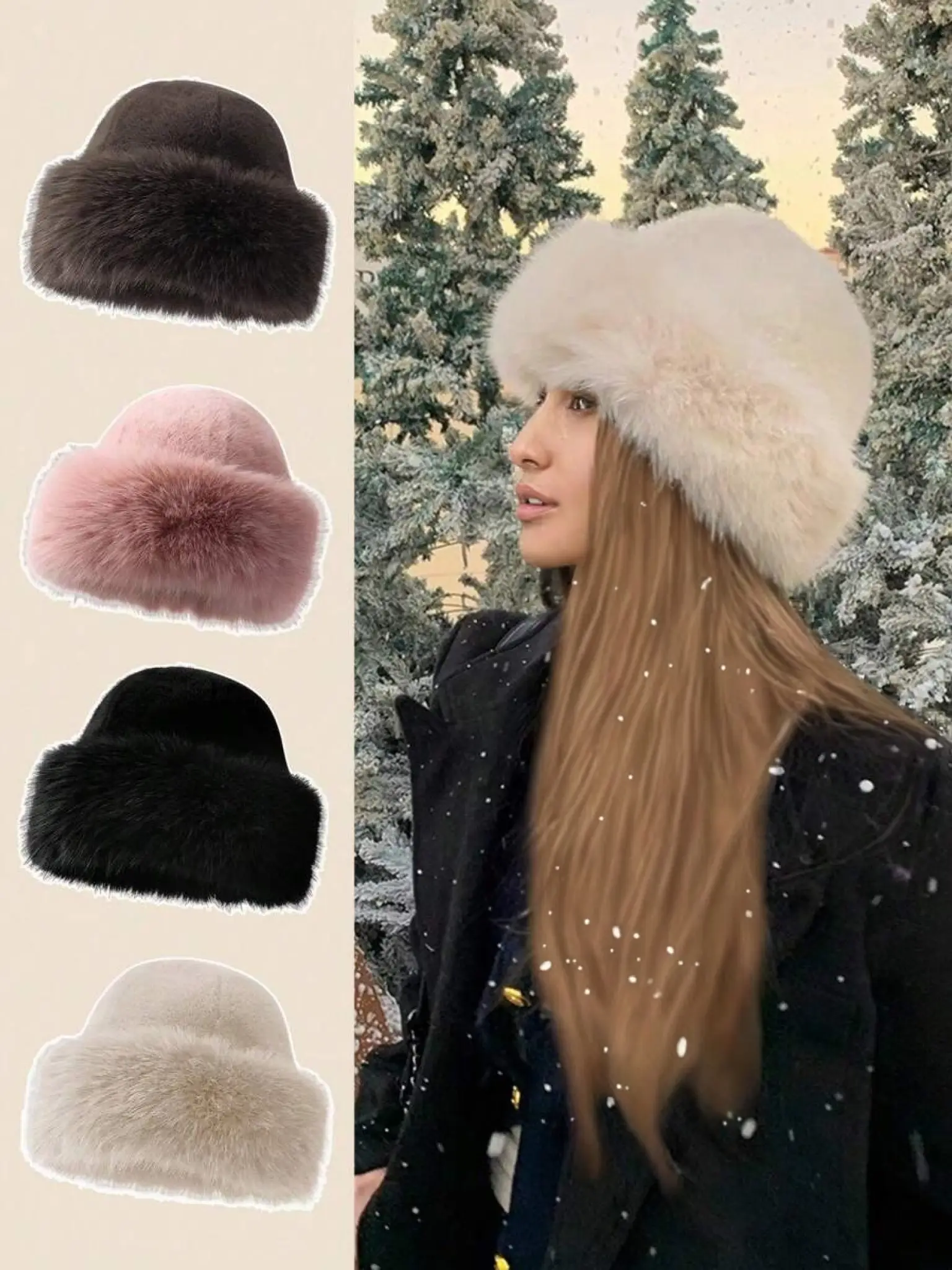 Women's Elegant Solid Color Bucket Hat, 2024 New Style Trendy Fuzzy Warm Hat, Chic All-match Accessories for Fall & Winter for Women & Girls for Outfi