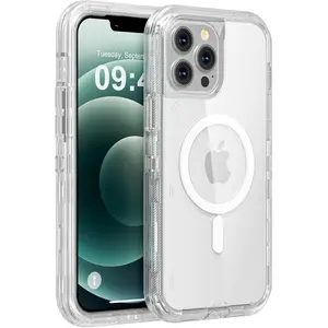 Entronix [Magnetic] Case Compatible with iPhone 12/12 Pro - [Clear] Triple-Layer Heavy Duty Protection