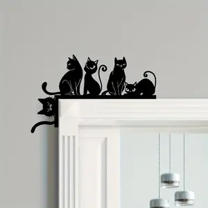 Cute Animal Metal Gate Topper, Cat Pet Door Decor, House Wall Art, Character Art, Artwork, Indoor Bedroom Decoration, Gift for Cat Lovers, Holiday Home Decor