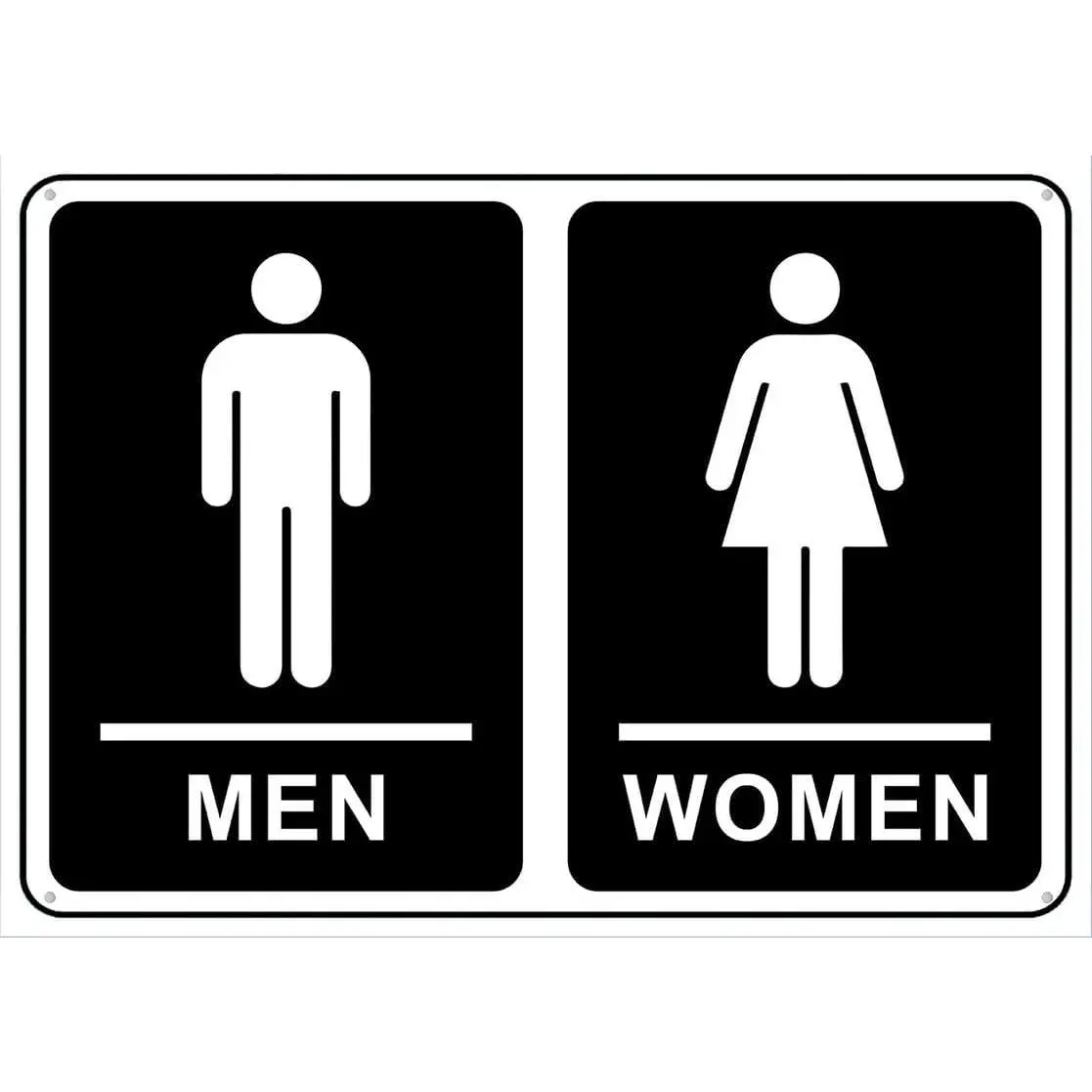 Men's and Women's Toilet Decor Sign, 12x8 in Rustproof Aluminium Metal Sign, Multicolor