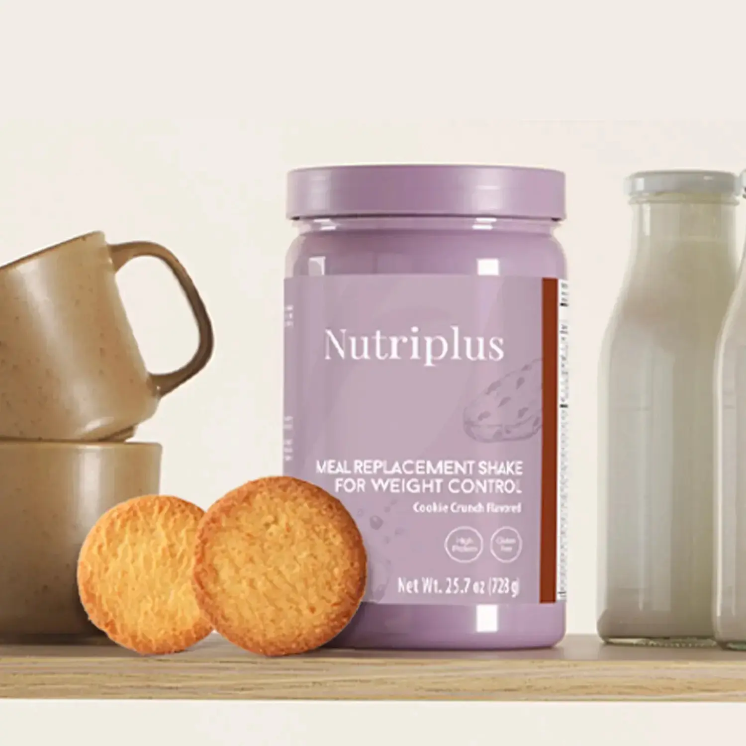 Farmasi Nutriplus Frozen Creamy Chocolate Sweet Cookie Crunch Meal Replacement & Protein Drink - 25.7oz Genuine New Protein Refresher for Adults, Good Nutrient Source, Consume Same Day, Meal Replacement & Protein Drinks