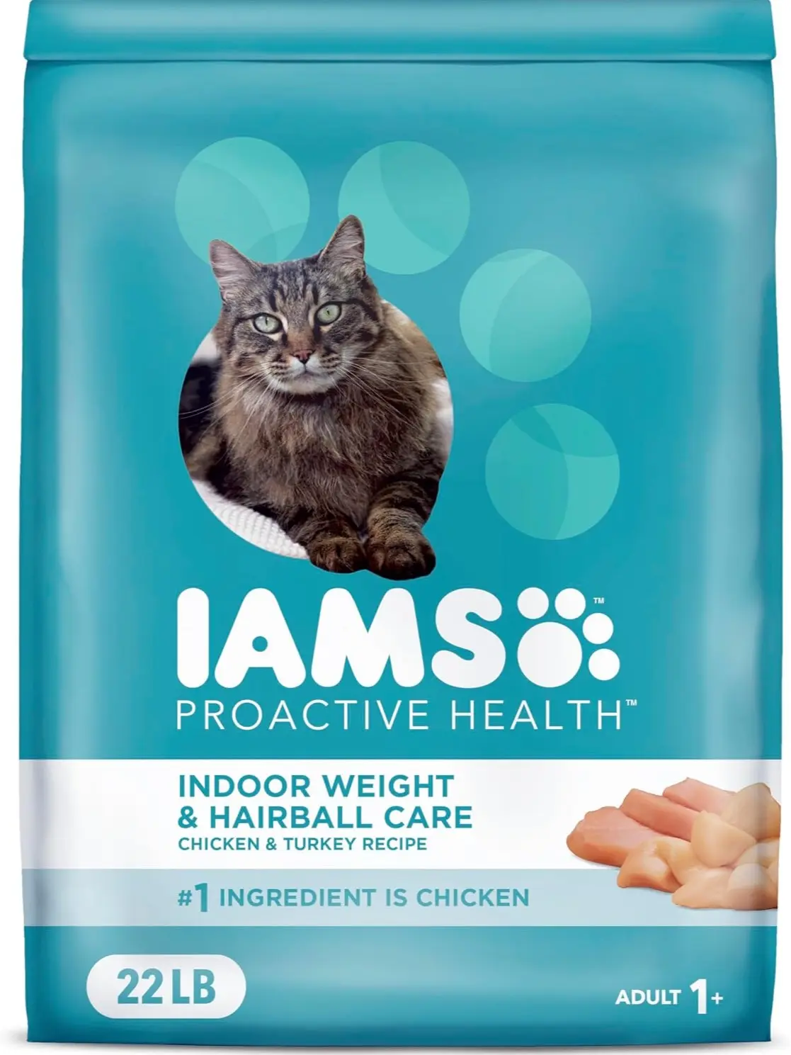 Proactive Health Indoor Weight Control & Hairball Care Adult Dry Cat Food, Chicken & Turkey Recipe, 22 lb. Bag