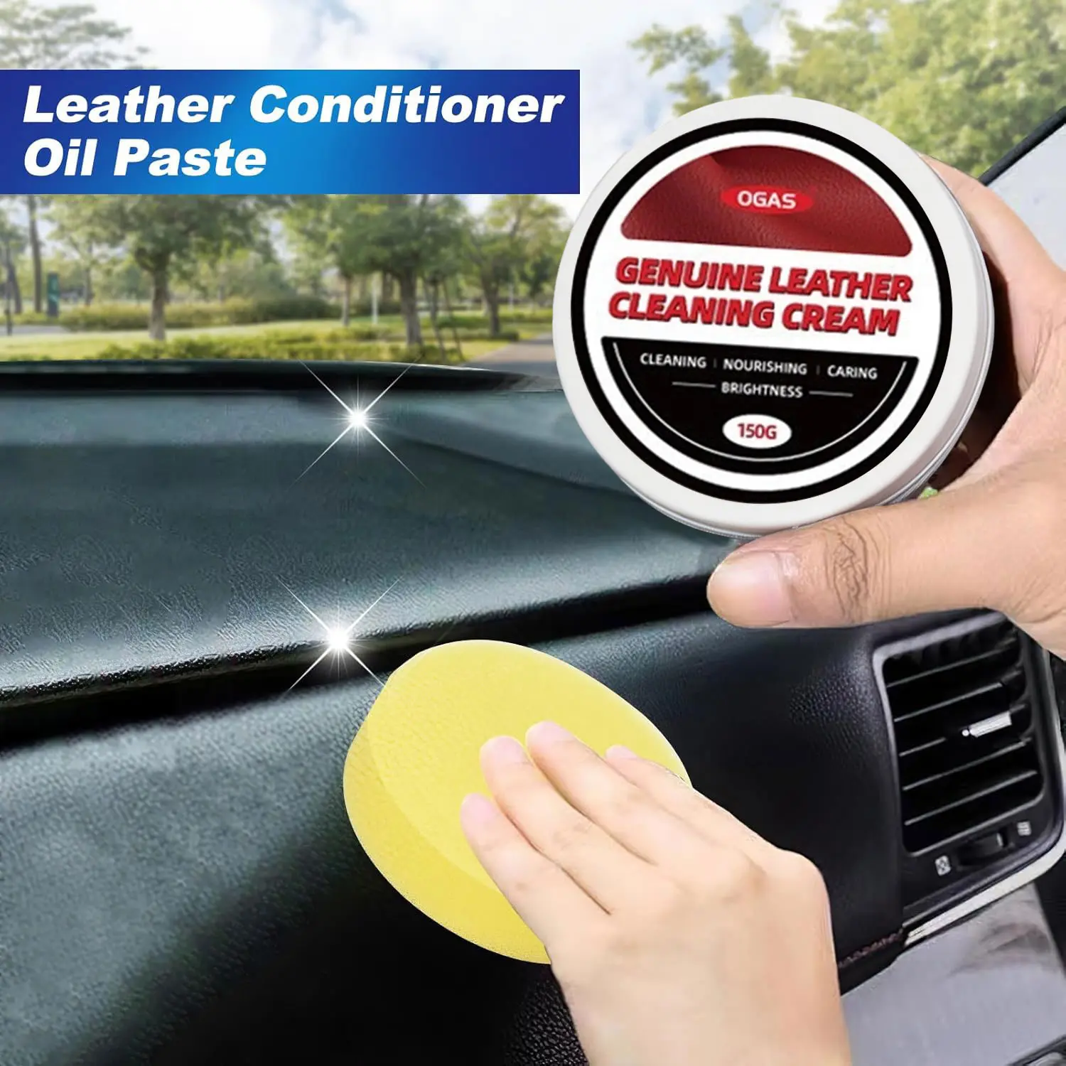 Genuine Leather Acrylic Wax Care Kit - Easy-to-Use, Effective Cleaning Automotive Interior Treatment with Car Repair Formula, Extendable Heavy-Duty Ice Scraper Brush, Expandable Washing Hose Bag, Suitable for Cars & Furniture, Upholstery