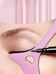 1pc Multifunctional Makeup Eyeliner Stencil, 1pc Silicone Reusable Waterproof Tool For Liner Makeup Brush Pen Stamp Thin Sharpener Cat Eyes Smoky Eye Small Angled Wing Tip, Aid Eyeliner Molds Guide Template For Quick And Easy Makeup, Real Beginners