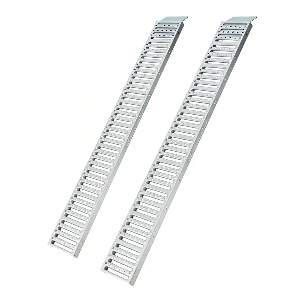 Gaomon 2-Pack Heavy-Duty Galvanized Metal Loading Ramps - 72inx9in Size, 1000 Lbs Capacity, Non-Folding, Portable, Easy-Setup Vehicle Accessories with Anti-Slip Surface for Motorcycle, ATV (Farms, Home Garages)