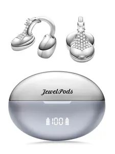 JewelPods C3 Wireless Earbuds, Jeweled Open-Ear Bluetooth Headphones for All-Day Comfort, Ultra-Light Memory Wire Clip-On, 60H Playtime, Sweat & Water Resistant, Premium Sound, Rose Gold