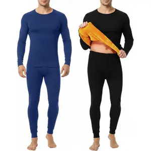 2 Pack Mens Thermal Underwear Set Fleece Lined Underwear Shirt and Pants Set Base Layer Top and Bottom Cold Weather