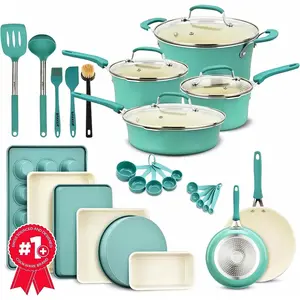 Cookware Set – 23 Piece –Multi-Sized Cooking Pots with Lids, Skillet Fry Pans and Bakeware – Reinforced Pressed Aluminum Metal