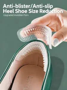 Women's Silicone Heel Grips, Anti-Slip Shoe Inserts, Size Adjuster, Transparent Invisible Half-Size Pads, 1 Pair, Shoe Protector