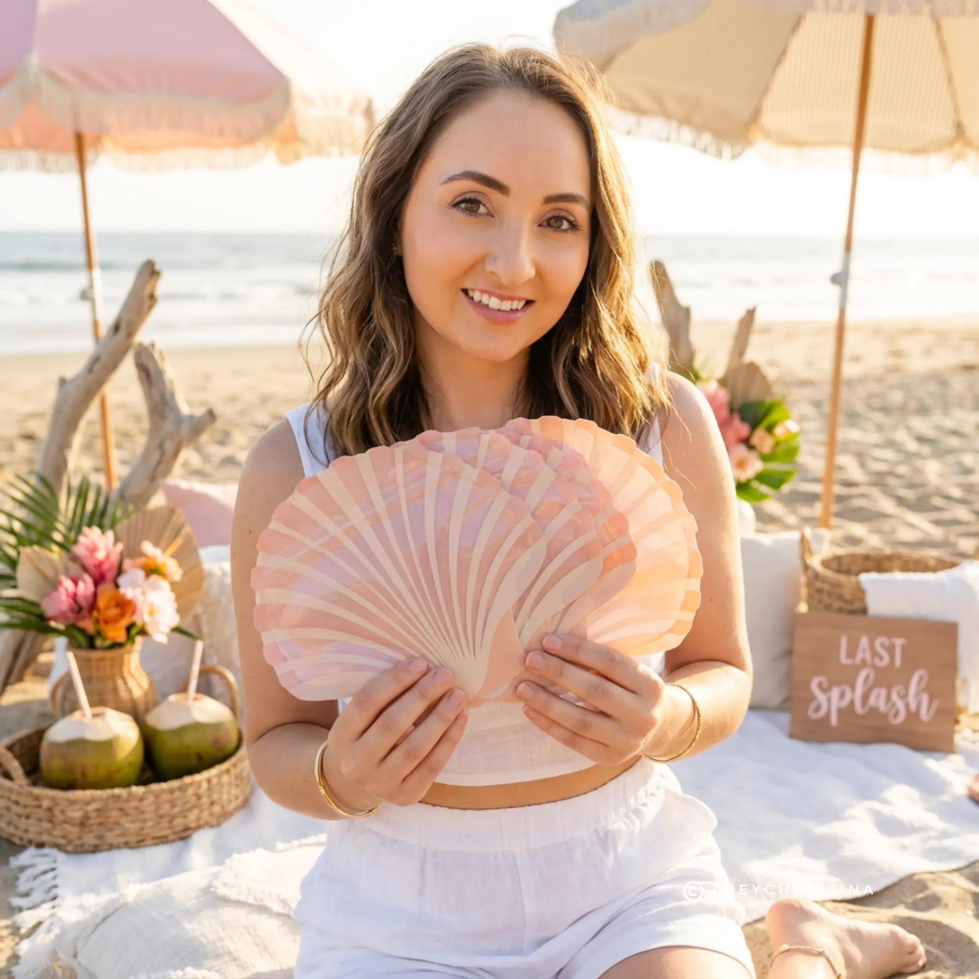 Tropical Themed Seashell Pouch – Beach Wedding & Bridesmaid Favor Gift Bag, Hangover recover kit bag - Last Toast on the Coast Bachelorette