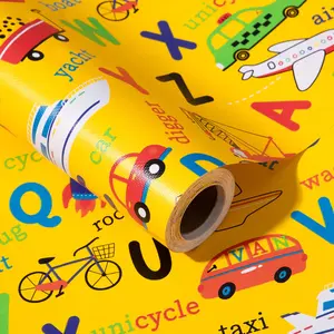 Car Plane Pattern Gift Wrapping Paper, Educational Birthday Theme, Boy's Party Decoration, 43.2cm X 1000cm, 1 Roll