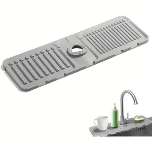 1pc Quick-Dry Anti-Slip Faucet Splash & Sink Drain Pad - Heavy-Duty Splashproof Trap Compatible for Single Hole Faucets Suitable for Kitchen, Bathroom Vanity, Laundry Room - Splash Collector, Splashproof Pad, Water Splash Guard