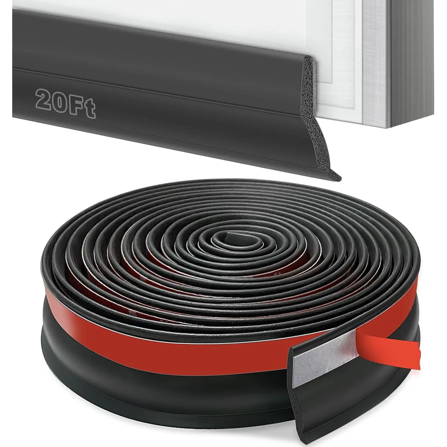 20ft Universal Garage Door Threshold Seal - Bottom Rubber Replacement, Door Sweeps, Weatherproofing Stripping with Nails, Easy to Install, Excellent Durability, Dust Insulation