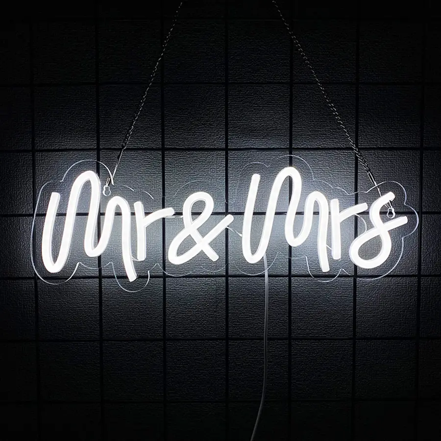 1 Pcs Mr and Mrs Wedding Neon Signs- LED Neon Lights Mr and Mrs Light Up Sign Neon Wedding Decor Signs Backdrop Decorations for Reception Anniversary Engagement Gifts, USB Powered Easy to Hanging