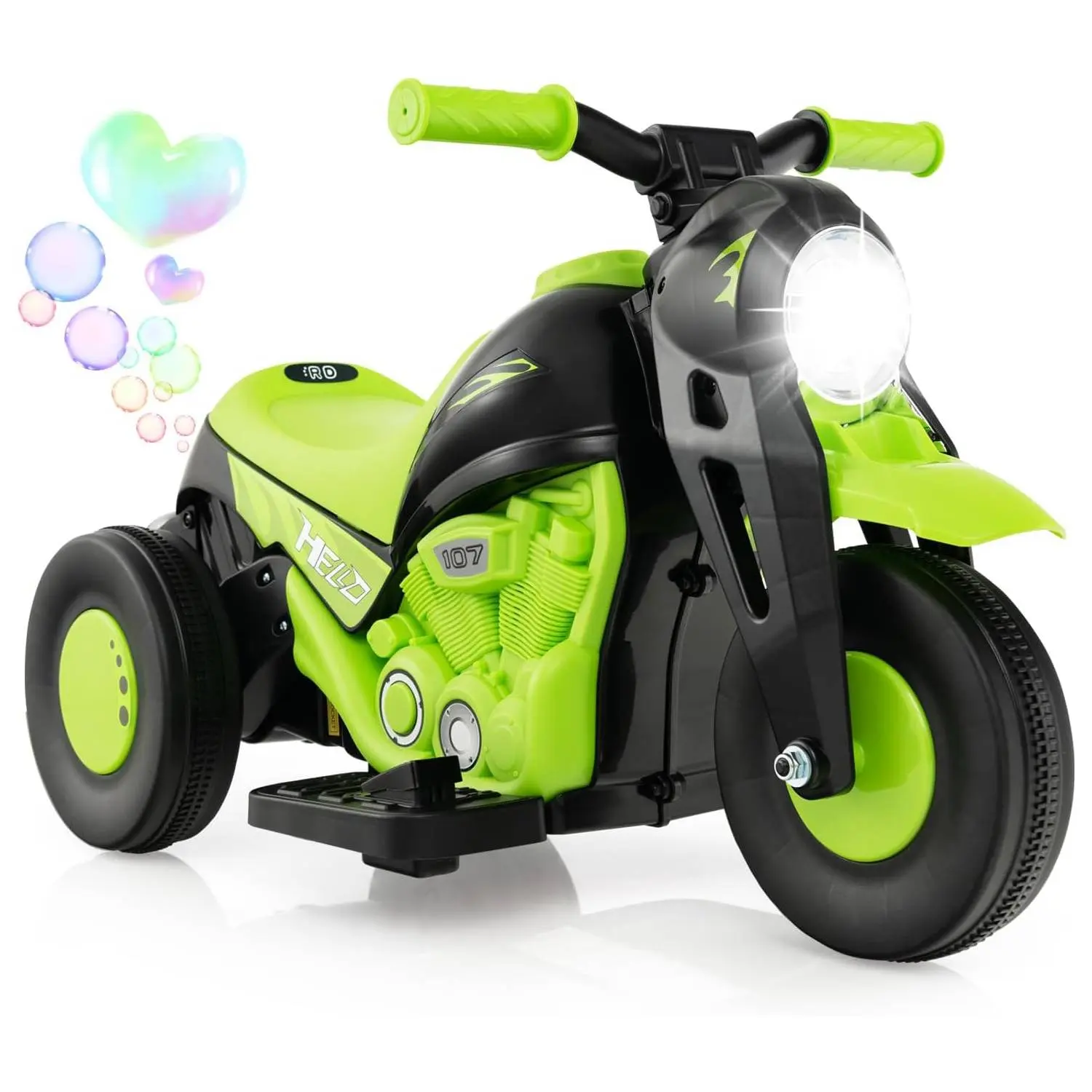 Costzon 6V Battery-Powered 3-Wheel Electric Bubble Trike - Toddler Motorcycle, Ride-On Bike, Tricycle for Toddlers with Bubble Maker, Music, LED Headlight, Forward-Backward Function, Outdoor Toy Gift