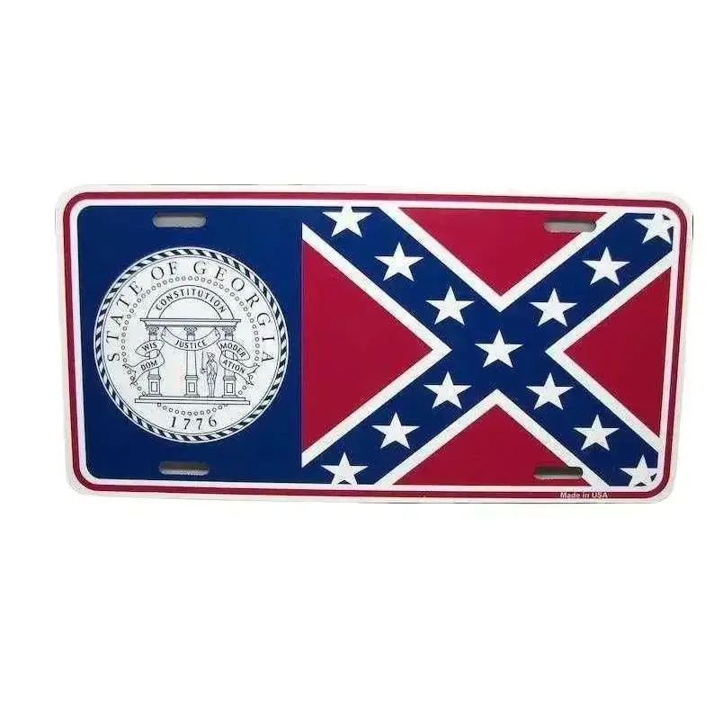 Georgia State Flag Vanity License Plate for Cars, GA Flag Vehicle Decor Car Exterior Accessory - Lightweight Aluminum, Pre-Drilled Holes, Quick Install, Show Pride, Elevate Your Car's Style