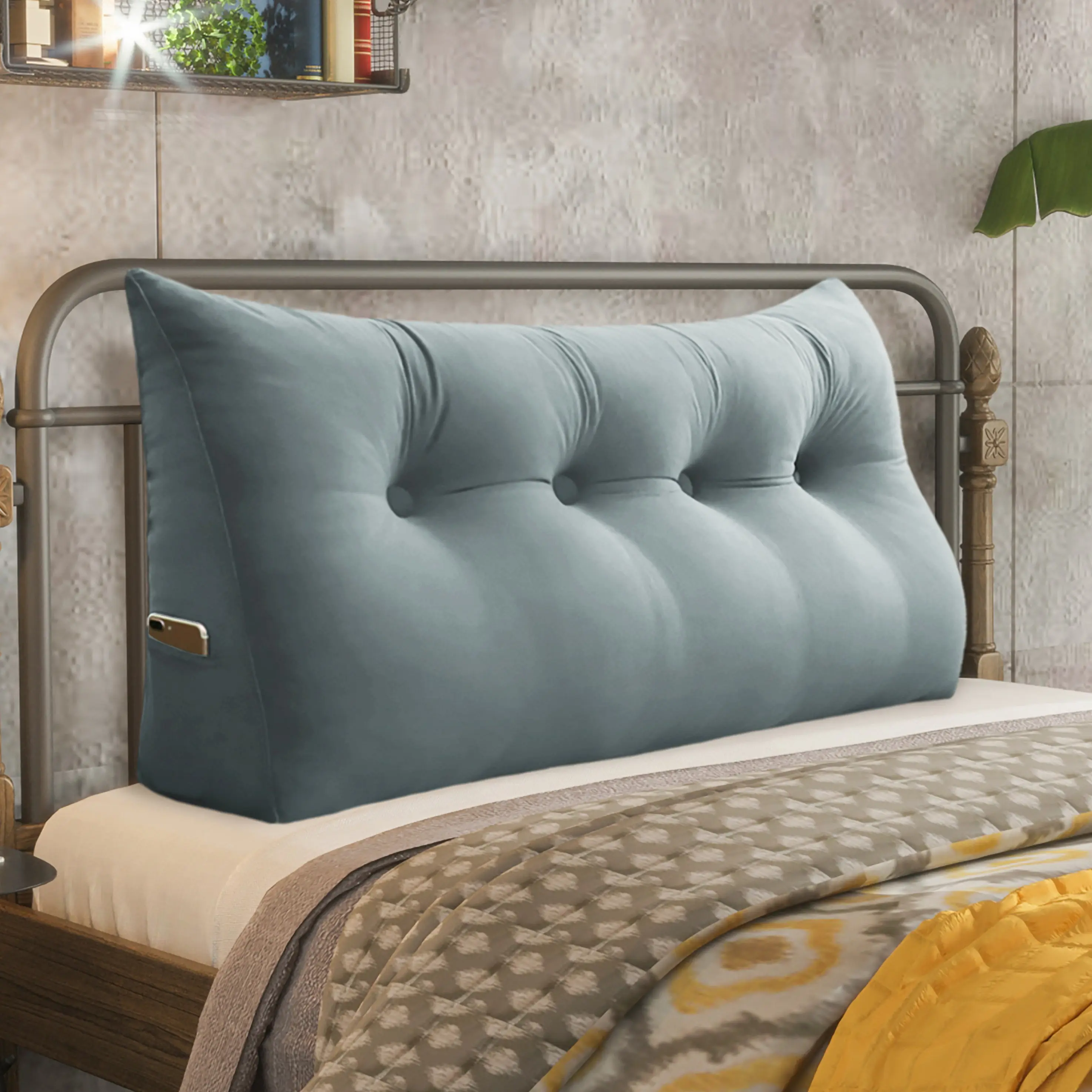 Triangular headboard pillow, reading pillow, Dutch velvet wedge pillow with side pockets, soft back support pillow, suitable for beds and sofas, multiple colors and sizes body pillow pillows pillows for sleeping