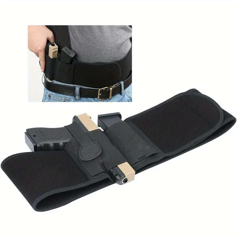 Premium Leather Concealed Carry Belly Band & IWB Belt Holster - Low-Profile, Comfortable, Elastic Pistol Holder for Hunting & Tactical Use, Ideal Holiday Gift, Holsters