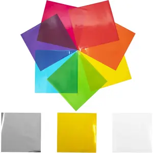 120 Cellophane Sheets 8x8 in (10 Colors  &  Included) - Colored Cellophane Paper - Transparent Paper for Crafts - Colored Saran Wrap - Cello Wrapping