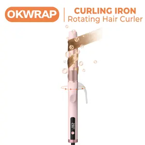 OKWRAP Negative Ion Curling Iron, Rotating Hair Curler