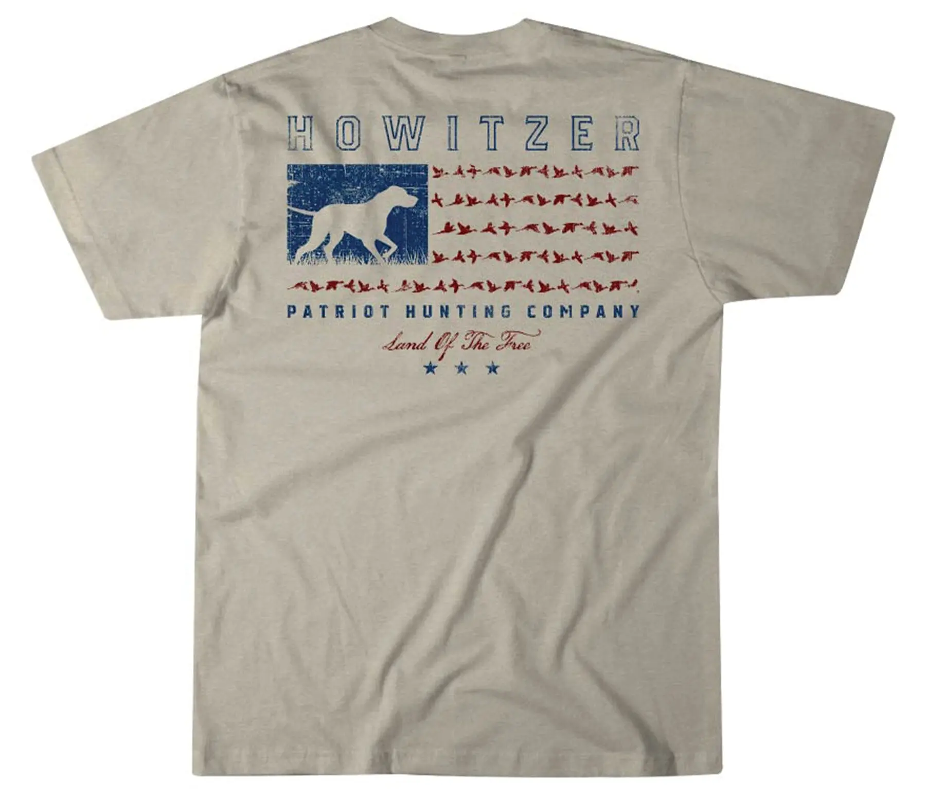Howitzer Menswear Men's Premium Fit Round Neck Short-Sleeve Tagless Cotton Blend Jersey Top - Hand-Drawn Bird Dog Graphic, Double Needle Stitching, Branded Label, Hem, All-Season Wear