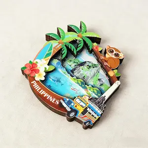 Philippine refrigerator magnet souvenirs and gifts –; Philippine-themed Jeepney, Rizal Park monument in Manila, suitable for indoor decoration – kitchen, office, cabinets; personalized fridge magnet decoration series