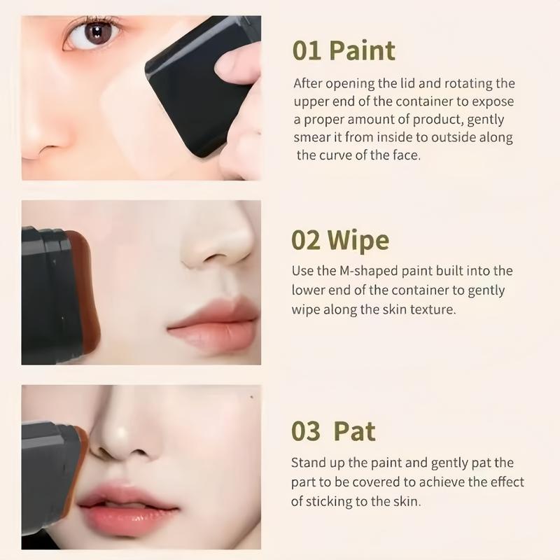 5-Color Dual-Ended Eraser Foundation Stick Multi-Use Concealer Highlighter & Nose Contour Flawless Long-Lasting Waterproof Matte Makeup Cosmetic