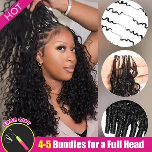 ISEE HAIR Crochet Hair Human Hair Extensions Miracle Knots Pre-Separated 50g/Pack (32-38 Strands Per Pack）– Knotless Boho Braids, 4-5 Packs for Full Head, Multiple Curly & Wave Textures Protective Hairstyles For Black Women#greenish#TikTokShopSpringGlowUp