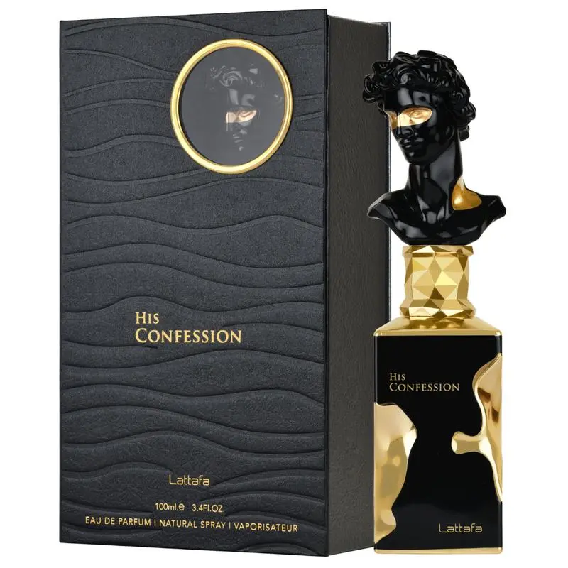 Lattafa HIS CONFESSION EDP Men's Cologne, 3.4oz(100ml) Long-Lasting Beauty Products Fragrances with Cedarwood, Amber & Aromatic Woody Notes, Ideal Mens Gifts for Anniversary & Cool Presents for Him