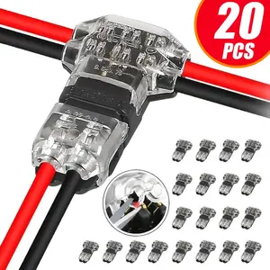 T2 Quick Connector, T Type 2 Pins Wire Splice Connectors, Solderless No Stripping 3 Way Wire Connectors, Durable Reliable Connectors for LED Strip Automotive