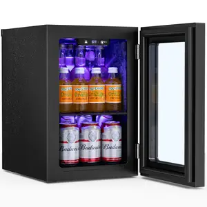 Antarctic Star 0.6Cu. Ft. Freestanding Wine Cellar,  mini  fridge,4-Bottle Red Wine with 6-Can Beer Refrigerator, Quiet Compressor, LED Light and Display, 40-61 ℉, Black
