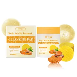 HOYGI Turmeric & Kojic Acid Cleansing Pads — Gentle Exfoliating Facial Cleansing Pads for Pore Cleansing and Makeup Removal